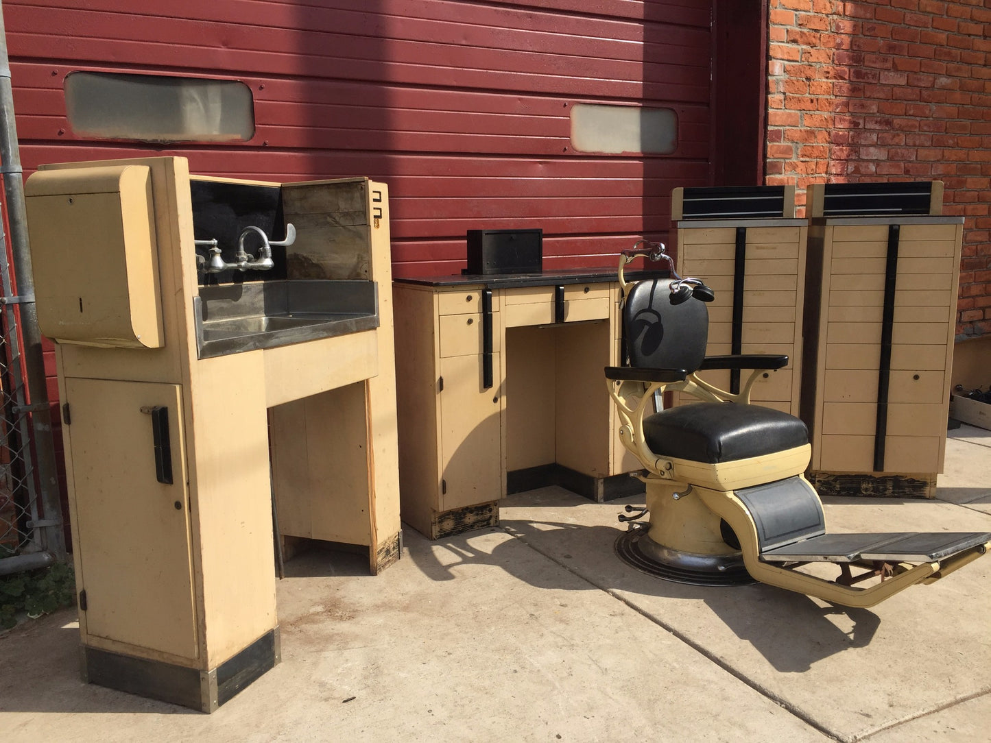 Vintage RITTER DENTAL CHAIR CABINET EQUIPMENT FAUCET MOLD MILK GLASS FREE SHIP