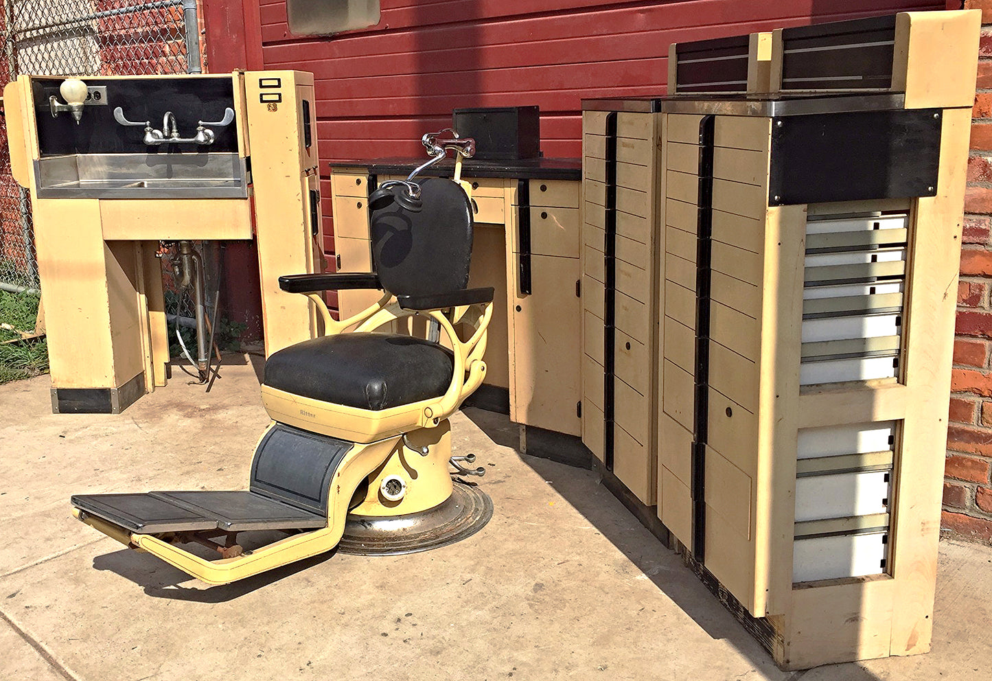 Vintage RITTER DENTAL CHAIR CABINET EQUIPMENT FAUCET MOLD MILK GLASS FREE SHIP