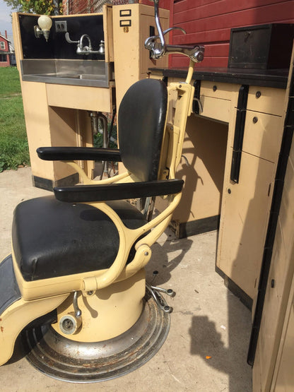Vintage RITTER DENTAL CHAIR CABINET EQUIPMENT FAUCET MOLD MILK GLASS FREE SHIP