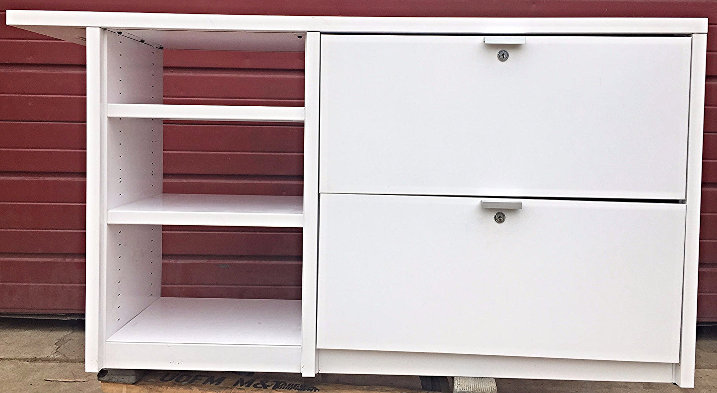 KNOLL OFFICE FURNITURE WHITE LAMINATE STORAGE 2 DRAWER 3 SHELF CABINET FREE SHIP