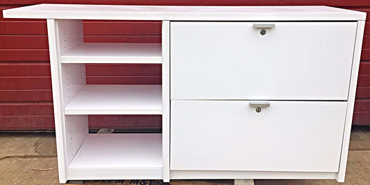 KNOLL OFFICE FURNITURE WHITE LAMINATE STORAGE 2 DRAWER 3 SHELF CABINET FREE SHIP