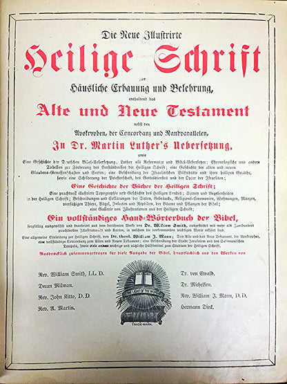 Antique GERMAN FAMILY BIBLE 1800's illustrated HEILIGE SCHRIFT BIBEL FREESHIP