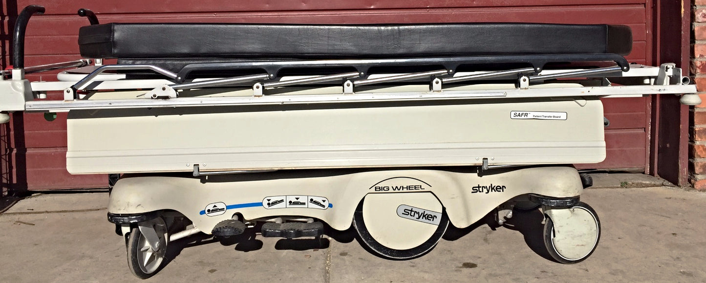 STRYKER 721 BIG WHEEL PAD GLIDEAW HOSPITAL EMERGENCY GURNEY BED STRETCHER OXYGEN
