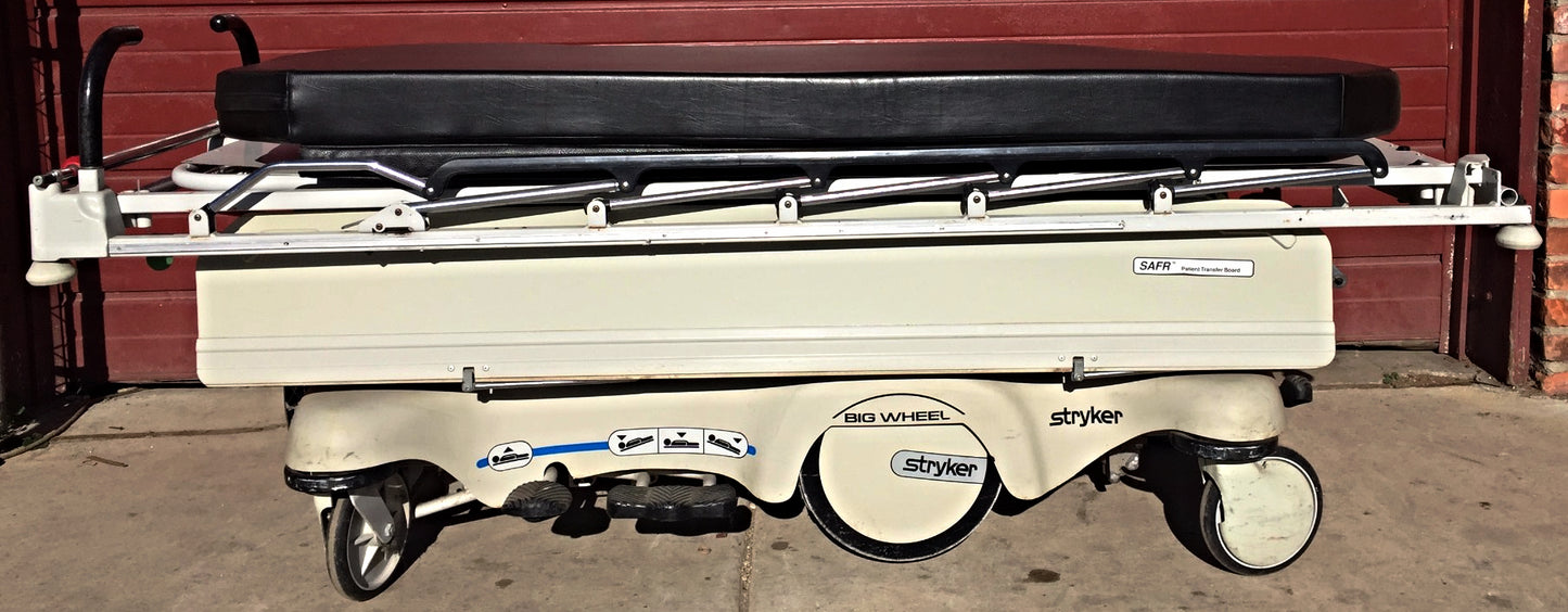 STRYKER 721 BIG WHEEL PAD GLIDEAW HOSPITAL EMERGENCY GURNEY BED STRETCHER OXYGEN