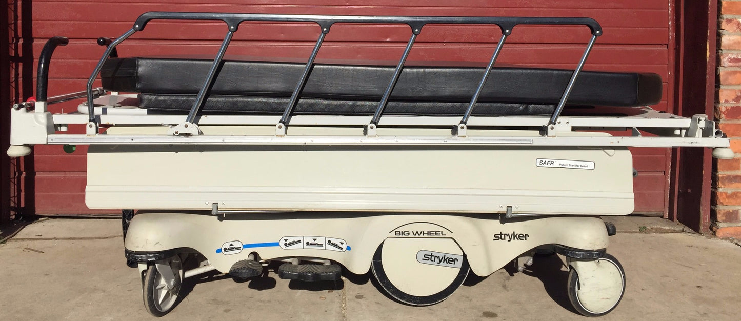 STRYKER 721 BIG WHEEL PAD GLIDEAW HOSPITAL EMERGENCY GURNEY BED STRETCHER OXYGEN