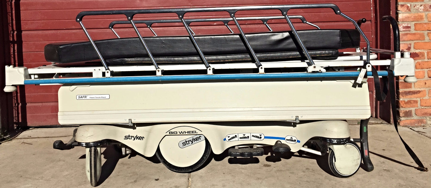 STRYKER 721 BIG WHEEL PAD GLIDEAW HOSPITAL EMERGENCY GURNEY BED STRETCHER OXYGEN