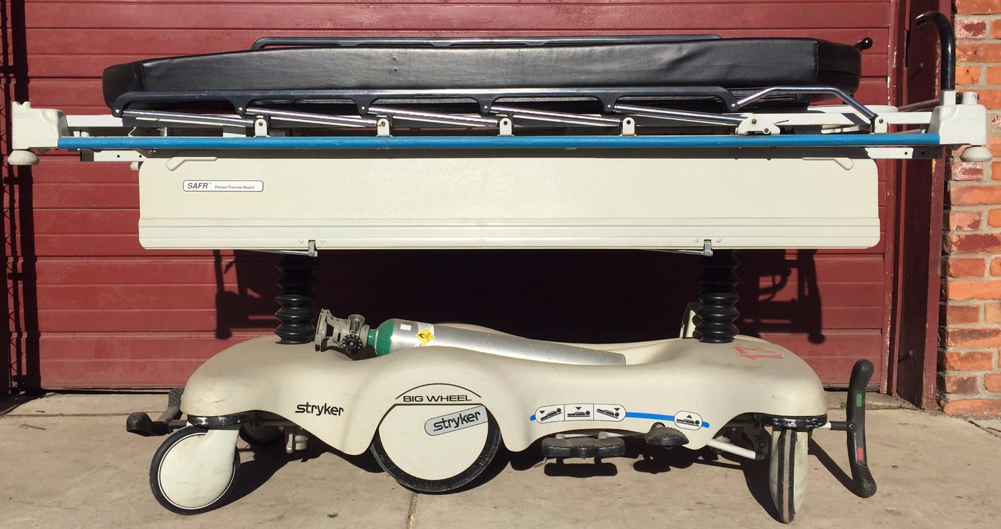 STRYKER 721 BIG WHEEL PAD GLIDEAW HOSPITAL EMERGENCY GURNEY BED STRETCHER OXYGEN