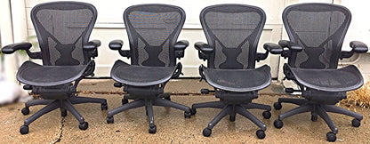 SET OF 4 HERMAN MILLER AERO CHAIRs BLACK Size B Chadwick & Bill Stumpf FREE SHIP