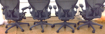 SET OF 4 HERMAN MILLER AERO CHAIRs BLACK Size B Chadwick & Bill Stumpf FREE SHIP