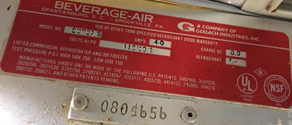 BEVERAGE AIR SUR27S 27" Refrigerated Salad / Sandwich Prep Table GREAT FREE SHIP