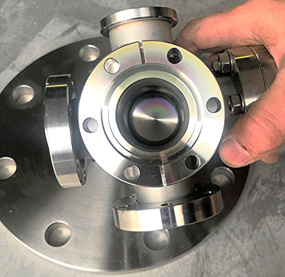 VARIAN MDC HAYWARD HPS DI HIGH VACUUM 6SIX WAY CONNECTOR with 9" PIPE END COVER