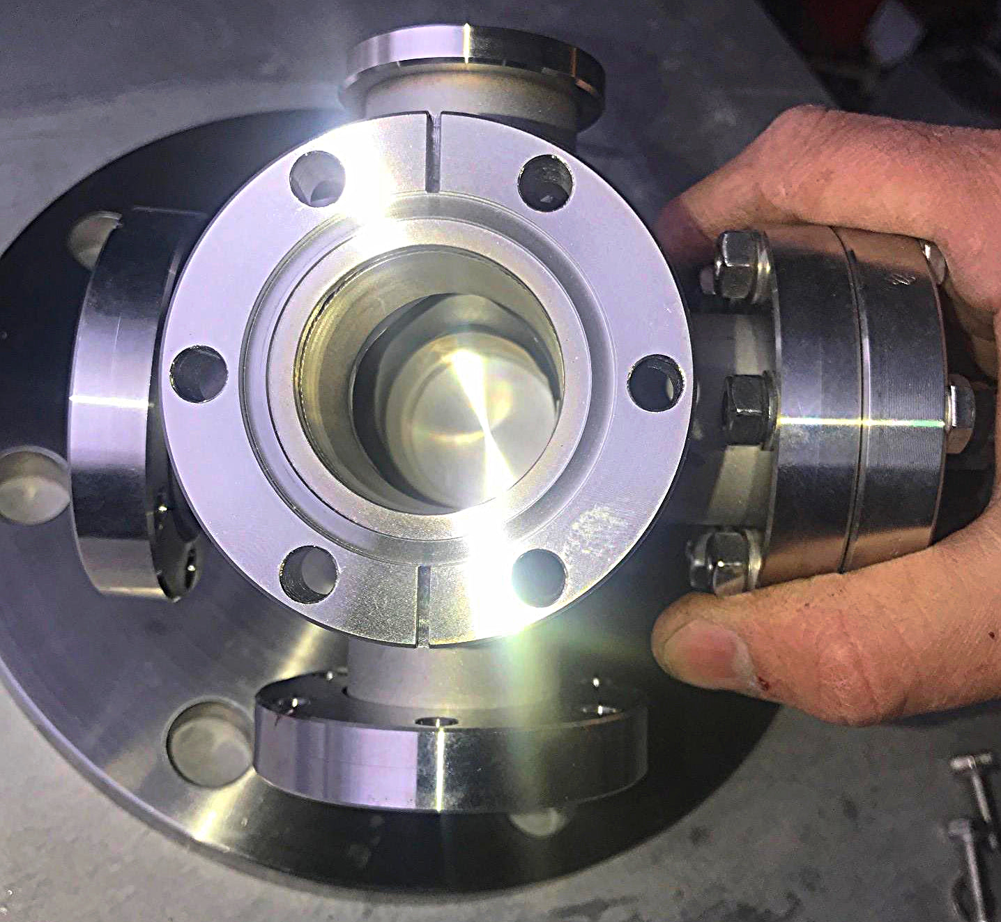 VARIAN MDC HAYWARD HPS DI HIGH VACUUM 6SIX WAY CONNECTOR with 9" PIPE END COVER