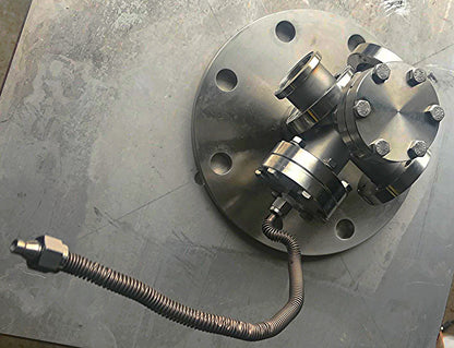 VARIAN MDC HAYWARD HPS DI HIGH VACUUM 6SIX WAY CONNECTOR with 9" PIPE END COVER