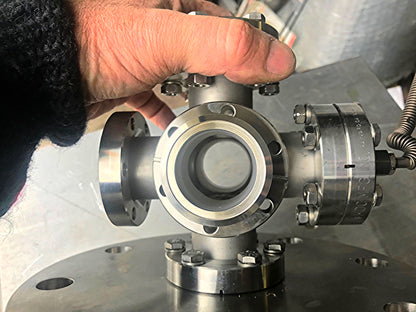 VARIAN MDC HAYWARD HPS DI HIGH VACUUM 6SIX WAY CONNECTOR with 9" PIPE END COVER