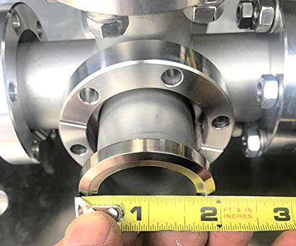 VARIAN MDC HAYWARD HPS DI HIGH VACUUM 6SIX WAY CONNECTOR with 9" PIPE END COVER