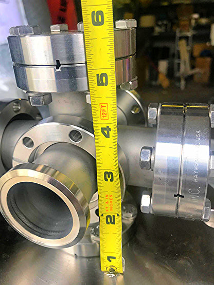 VARIAN MDC HAYWARD HPS DI HIGH VACUUM 6SIX WAY CONNECTOR with 9" PIPE END COVER