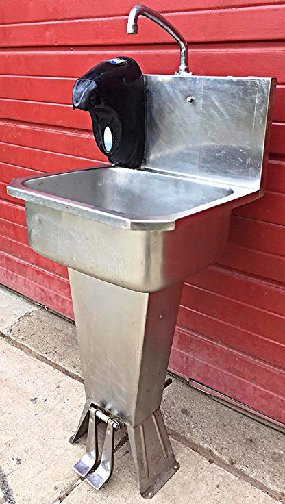 COLUMBIA 501 HANDS FREE HOT COLD FOOT OPERATED KITCHEN RESTAURANT SINK FREE SHIP