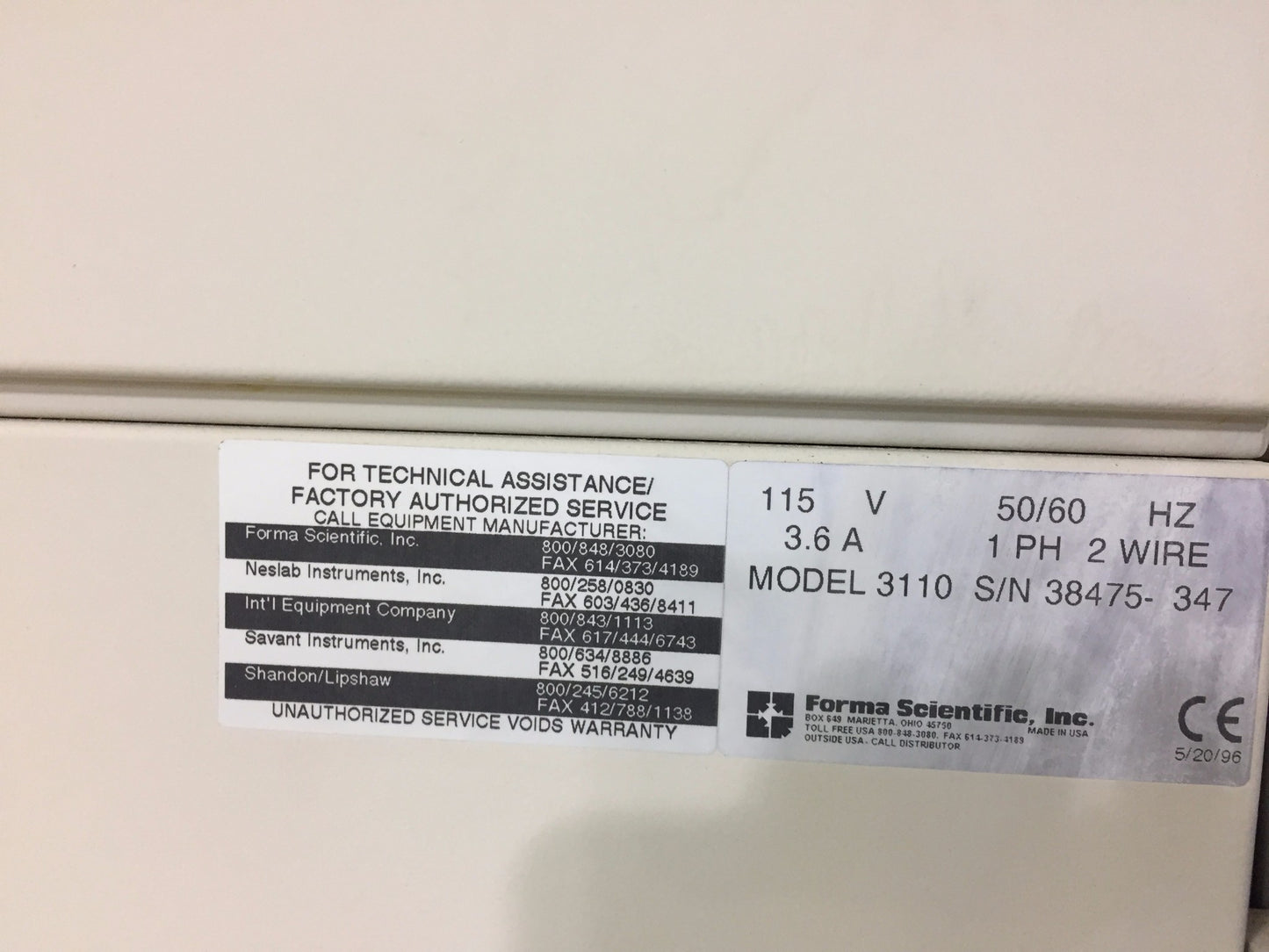 FORMA SCIENTIFIC 3110 CO2 DOUBLE INCUBATOR with WHEEL CART WATCH VIDEO FREE SHIP