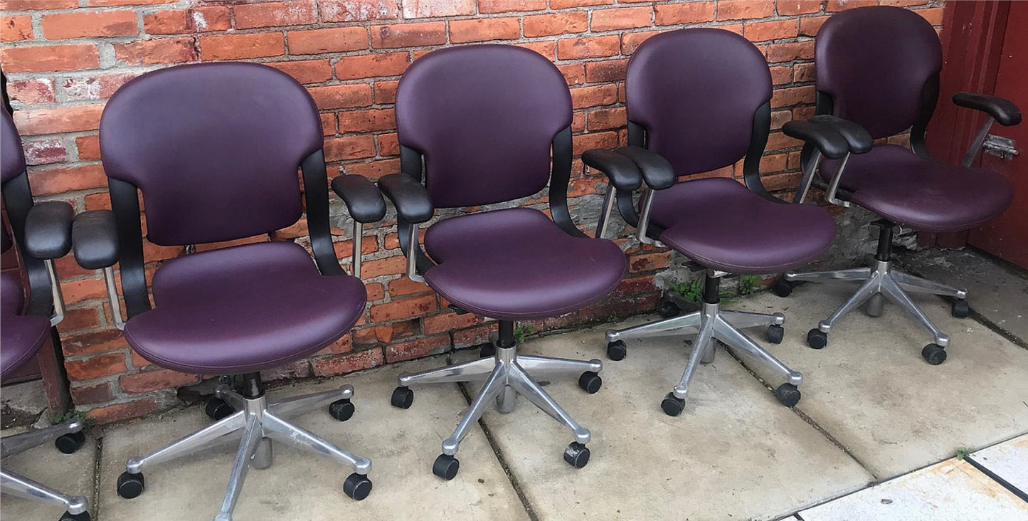 6 HERMAN MILLER EQUA FAUX LEATHER SWIVEL OFFICE ARMCHAIR CONTEMPORARY MODERN