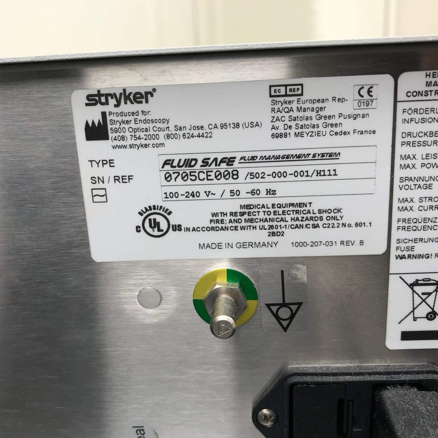 STRYKER 502-000-001/H111 FLUID SAFE MANAGEMENT PUMP SYSTEM 502000-002 WatchVIDEO