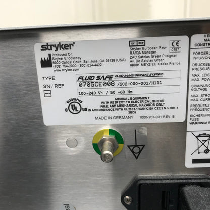 STRYKER 502-000-001/H111 FLUID SAFE MANAGEMENT PUMP SYSTEM 502000-002 WatchVIDEO