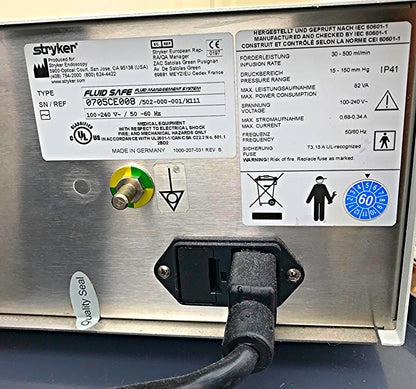 STRYKER 502-000-001/H111 FLUID SAFE MANAGEMENT PUMP SYSTEM 502000-002 WatchVIDEO