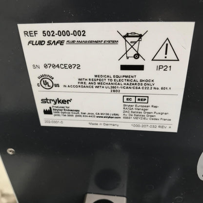 STRYKER 502-000-001/H111 FLUID SAFE MANAGEMENT PUMP SYSTEM 502000-002 WatchVIDEO