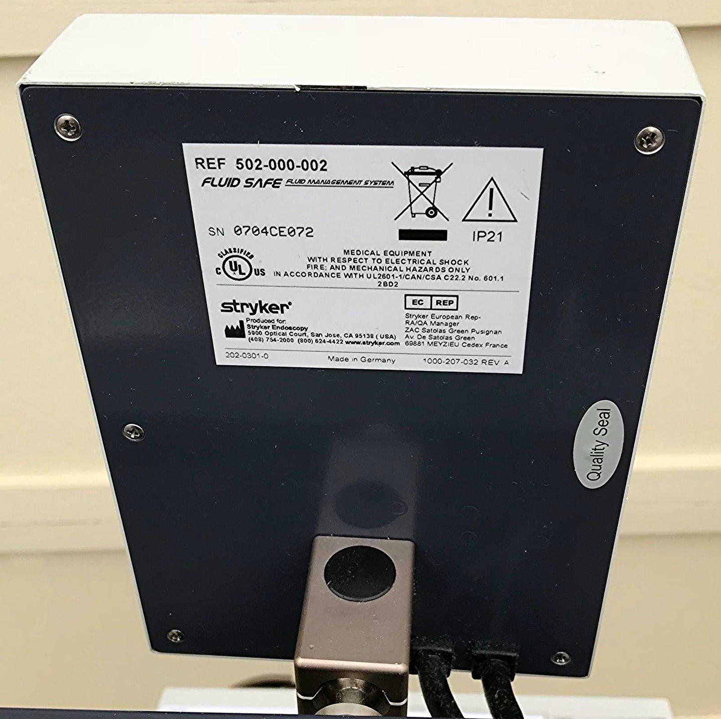 STRYKER 502-000-001/H111 FLUID SAFE MANAGEMENT PUMP SYSTEM 502000-002 WatchVIDEO