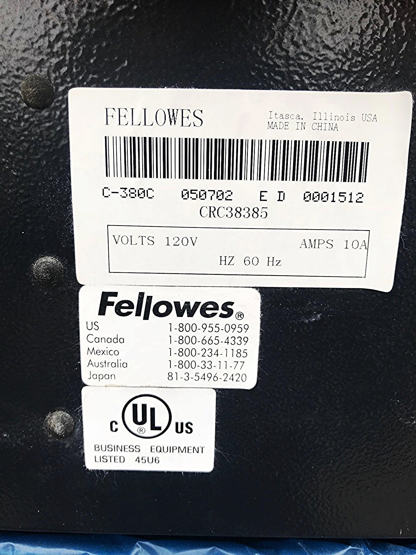 FELLOWES C-380C HIGH SPEED 2HP CROSSCUT INDUSTRIAL PAPER SHREDDER WATCH VIDEO