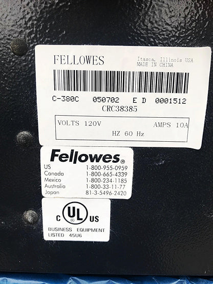 FELLOWES C-380C HIGH SPEED 2HP CROSSCUT INDUSTRIAL PAPER SHREDDER WATCH VIDEO