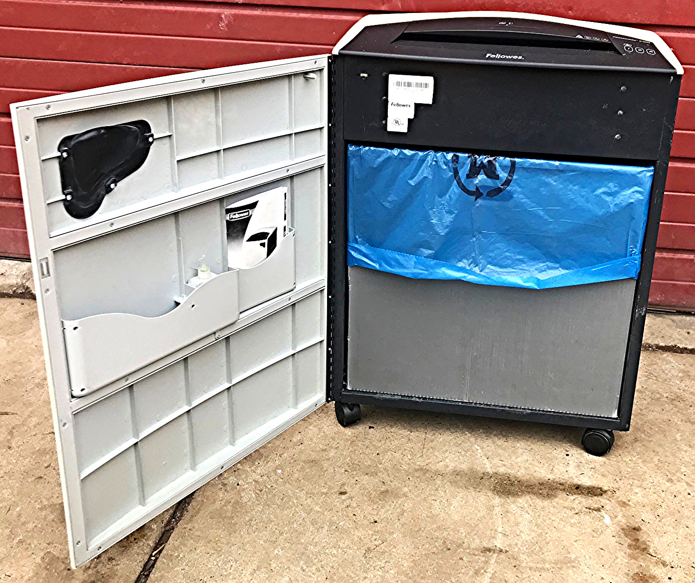 FELLOWES C-380C HIGH SPEED 2HP CROSSCUT INDUSTRIAL PAPER SHREDDER WATCH VIDEO