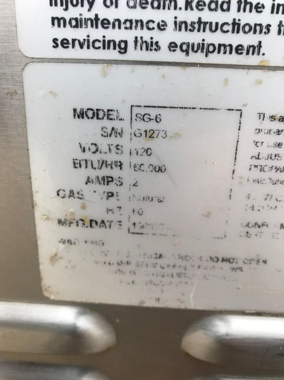 ACS STRAIGHT STEAM SG-6 NATURAL GAS CONVECTION BOILERLESS STEAMER FREE SHIPPING