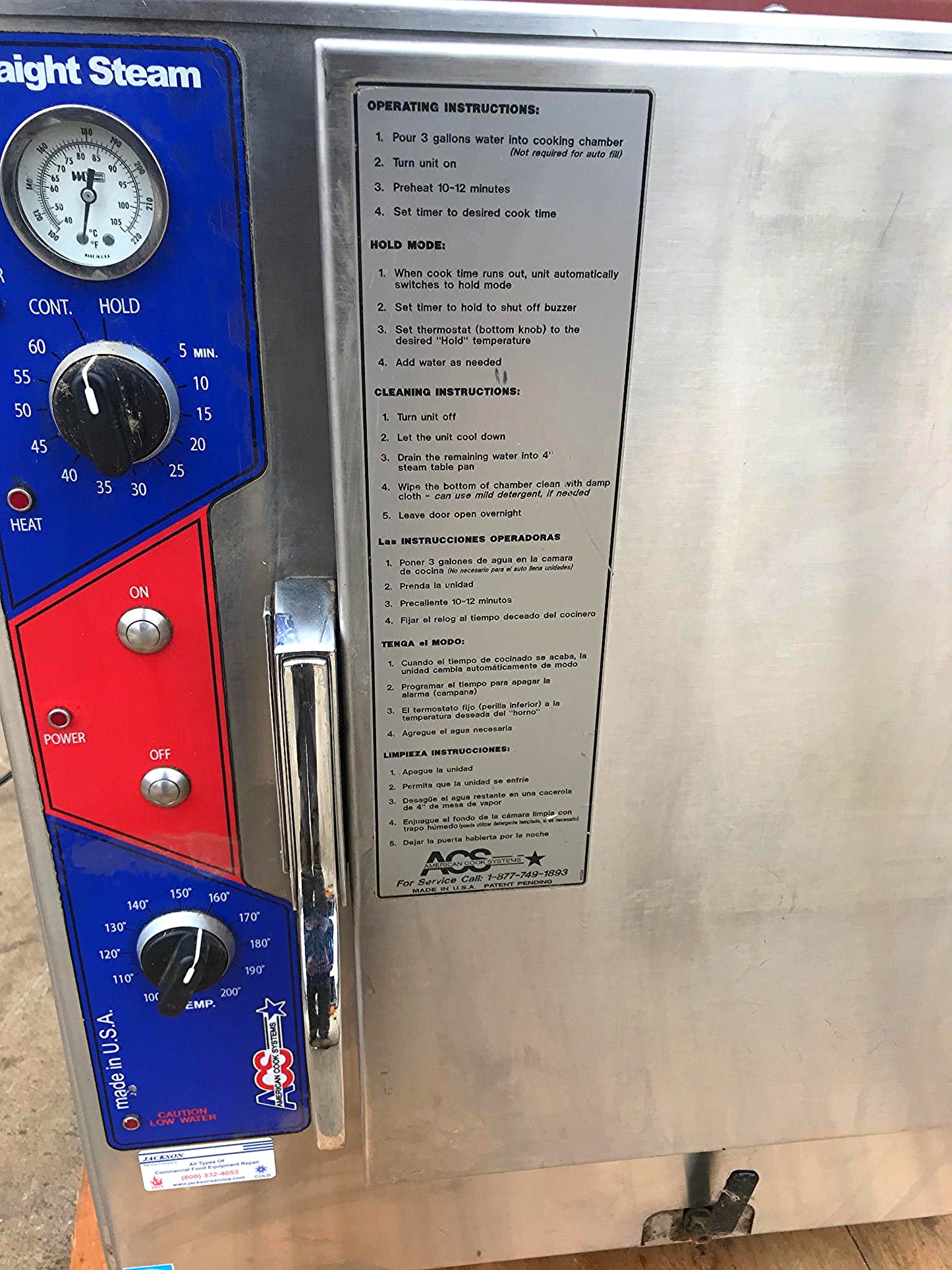 ACS STRAIGHT STEAM SG-6 NATURAL GAS CONVECTION BOILERLESS STEAMER FREE SHIPPING