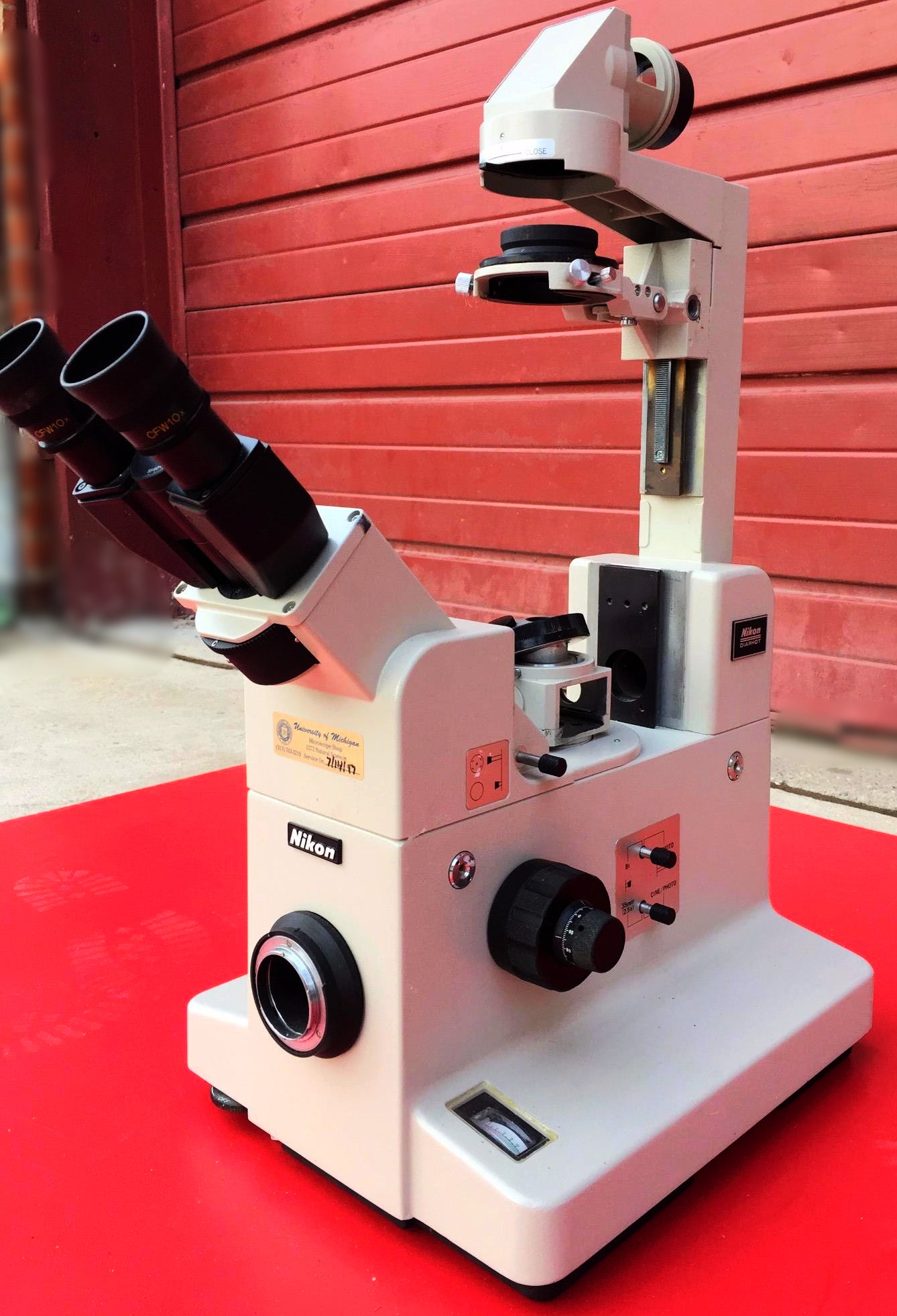 NIKON DIAPHOT MICROSCOPE BODY with 2 CFW10x EYEPIECES STAGE MOUNT FREE SHIPPING