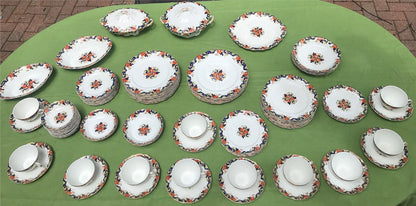 MAJESTIC MADDOCK & SONS 91 PIECE MULTICOLORED GOLDTRIM ENGLISH CHINA SET PERFECT