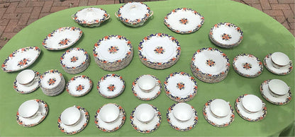 MAJESTIC MADDOCK & SONS 91 PIECE MULTICOLORED GOLDTRIM ENGLISH CHINA SET PERFECT