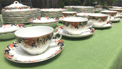 MAJESTIC MADDOCK & SONS 91 PIECE MULTICOLORED GOLDTRIM ENGLISH CHINA SET PERFECT