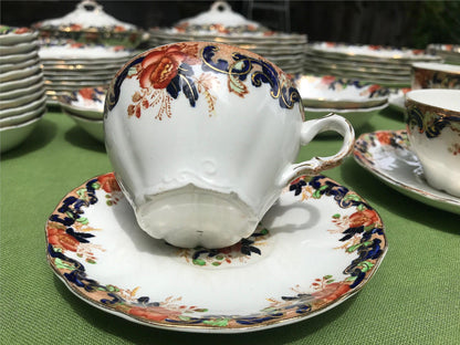 MAJESTIC MADDOCK & SONS 91 PIECE MULTICOLORED GOLDTRIM ENGLISH CHINA SET PERFECT