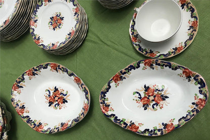MAJESTIC MADDOCK & SONS 91 PIECE MULTICOLORED GOLDTRIM ENGLISH CHINA SET PERFECT