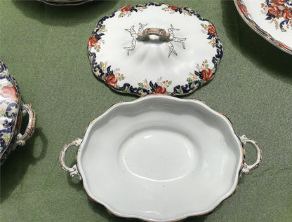 MAJESTIC MADDOCK & SONS 91 PIECE MULTICOLORED GOLDTRIM ENGLISH CHINA SET PERFECT