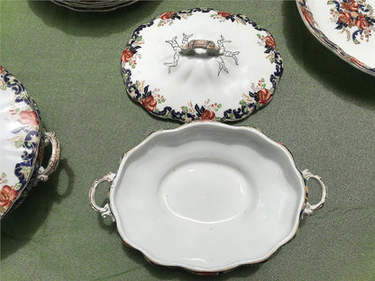 MAJESTIC MADDOCK & SONS 91 PIECE MULTICOLORED GOLDTRIM ENGLISH CHINA SET PERFECT