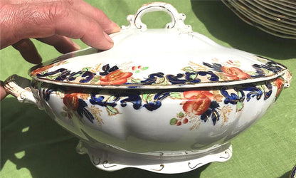 MAJESTIC MADDOCK & SONS 91 PIECE MULTICOLORED GOLDTRIM ENGLISH CHINA SET PERFECT