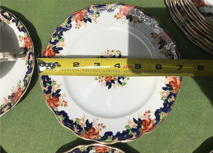 MAJESTIC MADDOCK & SONS 91 PIECE MULTICOLORED GOLDTRIM ENGLISH CHINA SET PERFECT