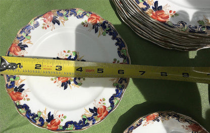 MAJESTIC MADDOCK & SONS 91 PIECE MULTICOLORED GOLDTRIM ENGLISH CHINA SET PERFECT