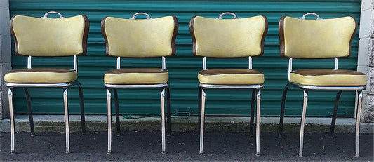RARE DESIGN SET OF 4 VINTAGE KITCHEN CHAIRS by METAL MASTERS of DETROIT FREESHIP