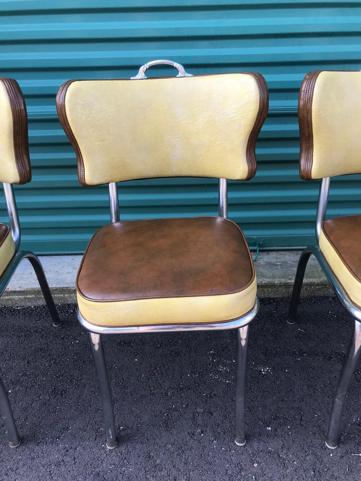 RARE DESIGN SET OF 4 VINTAGE KITCHEN CHAIRS by METAL MASTERS of DETROIT FREESHIP