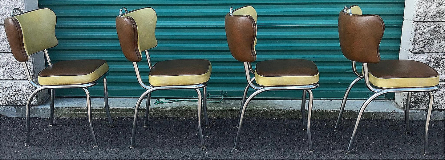 RARE DESIGN SET OF 4 VINTAGE KITCHEN CHAIRS by METAL MASTERS of DETROIT FREESHIP