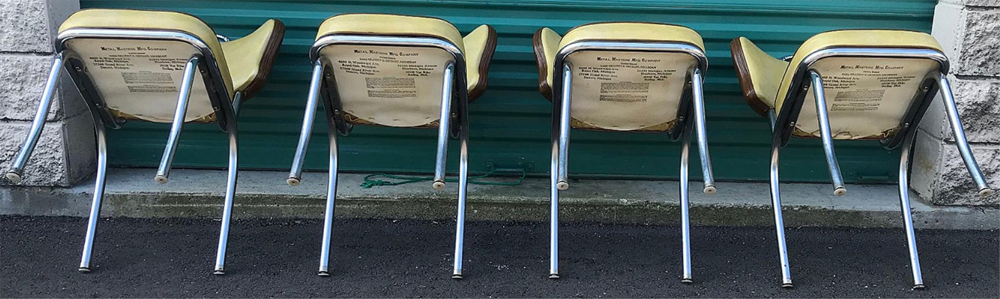 RARE DESIGN SET OF 4 VINTAGE KITCHEN CHAIRS by METAL MASTERS of DETROIT FREESHIP