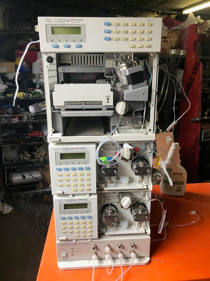 SHIMATZU DGU-14A SIL-10AD vp LC-10AD VP  LAB HPLC GAS CHROMATOGRAPH WATCH VIDEO