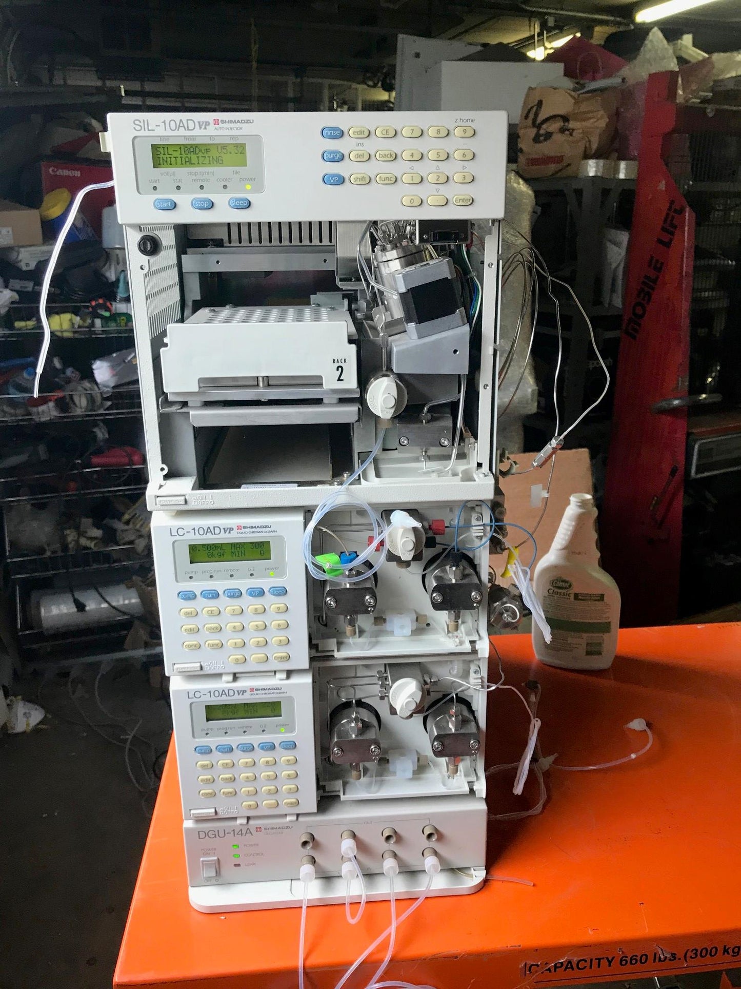 SHIMATZU DGU-14A SIL-10AD vp LC-10AD VP  LAB HPLC GAS CHROMATOGRAPH WATCH VIDEO